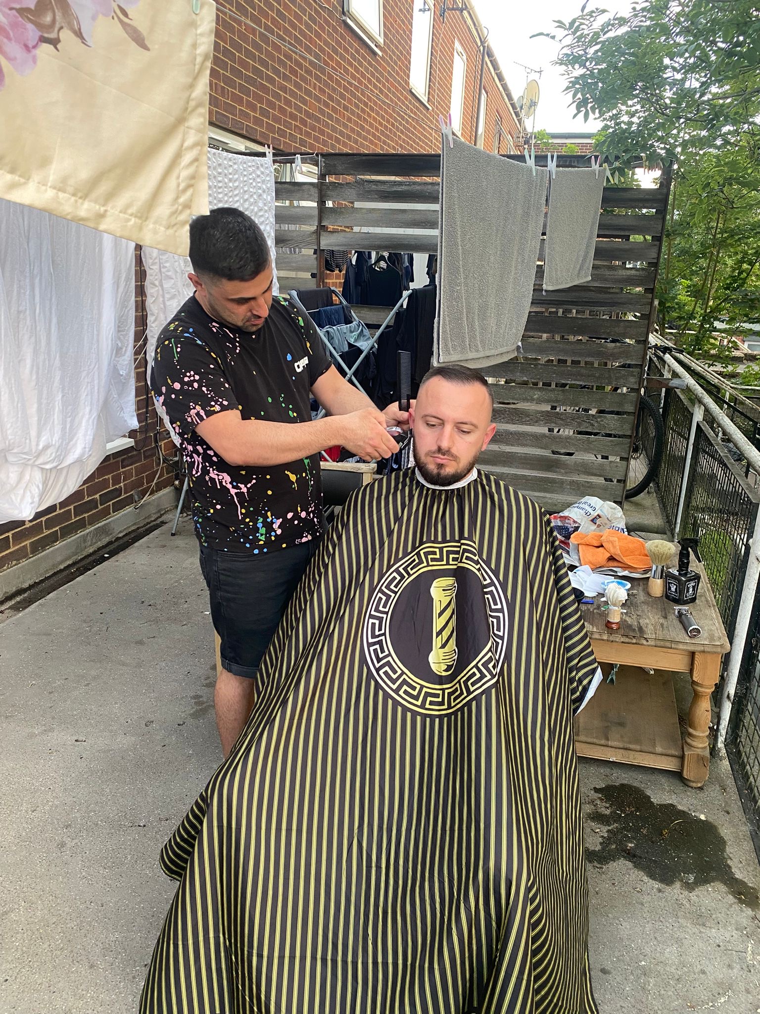 Yildiz Mobile Barber providing a professional haircut at a customer's home